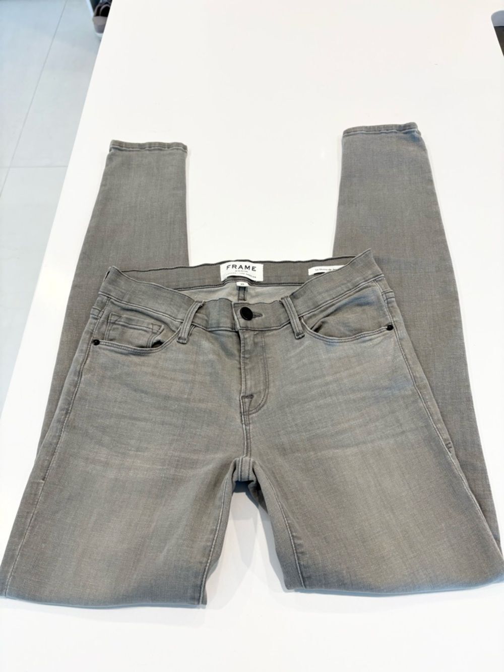 FRAME Le Skinny de Jeanne Gray Stretch Denim Jeans Size 25